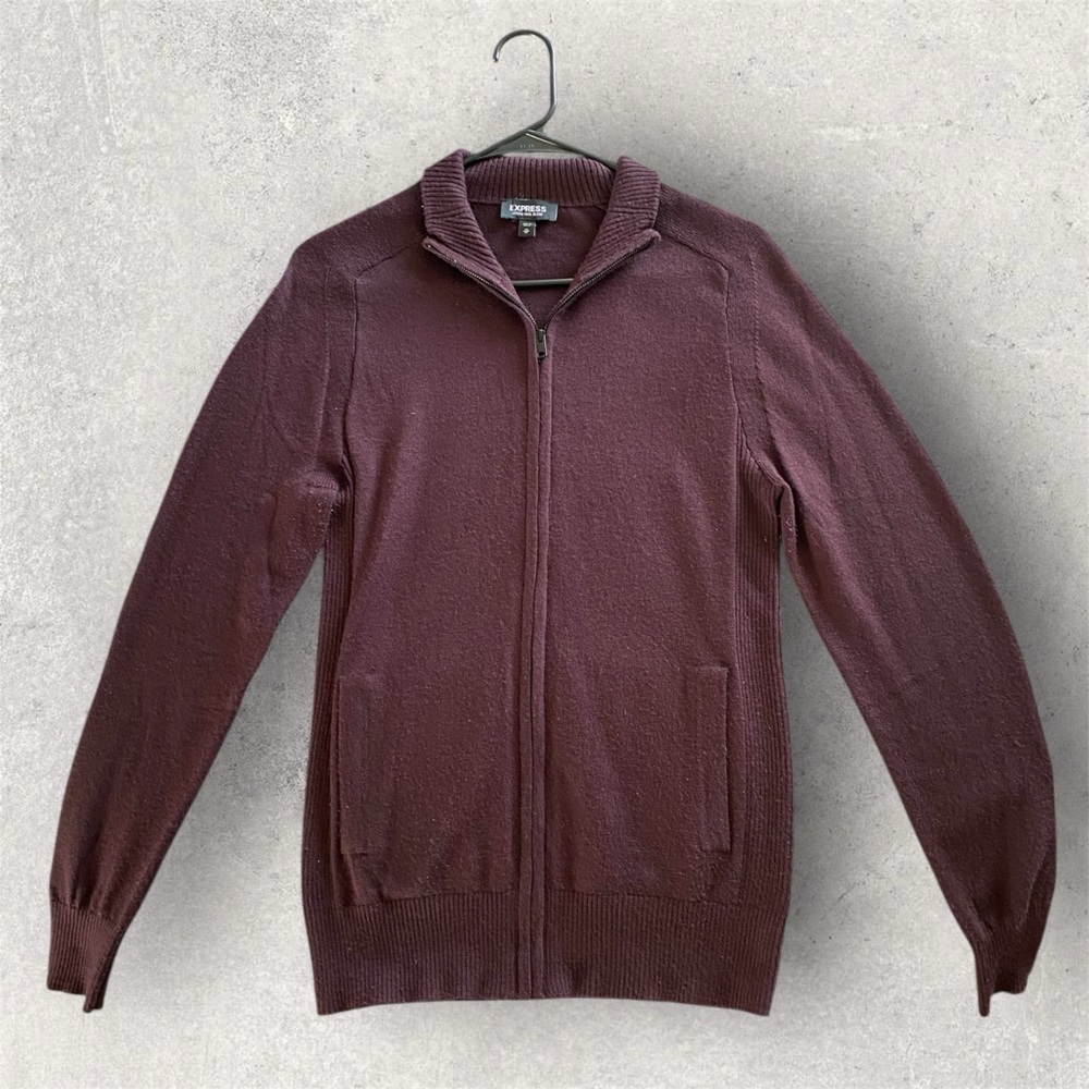Express Merino Wool Blend Maroon Men’s Zip-up XS